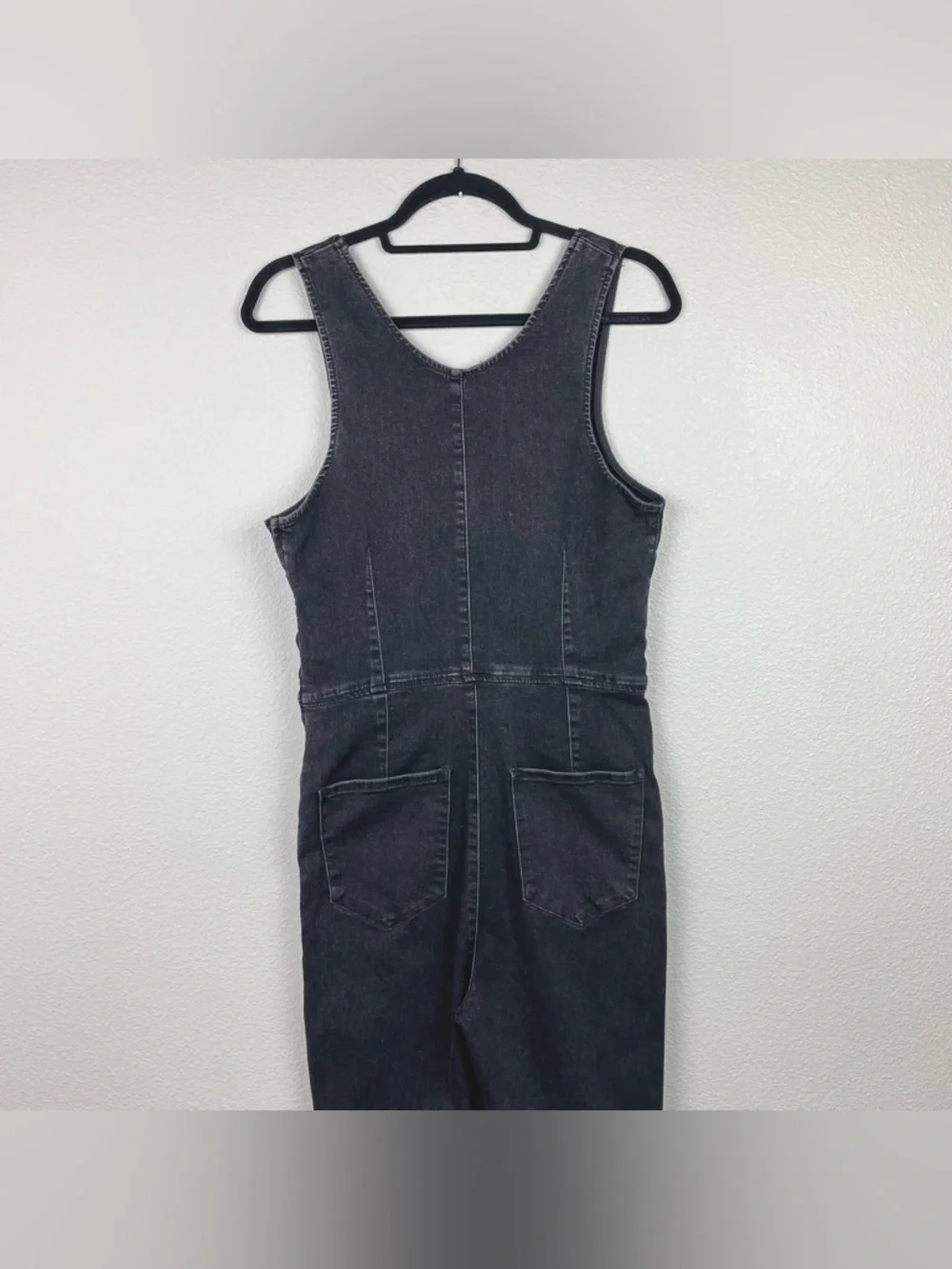 Free People Women's Large Scarlett Black Denim Jumpsuit One Piece Sleeveless - Picture 11 of 16